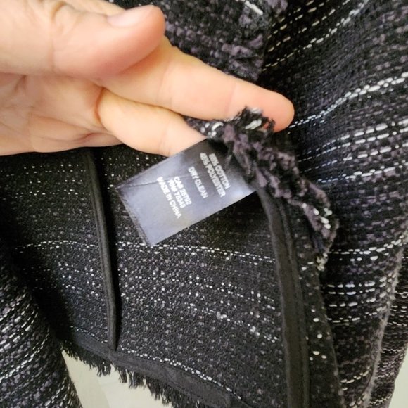 Adrienne Vittadini Fringed Tweed Open Front Crop Waist Jacket Blaze Size Large - Picture 9 of 9